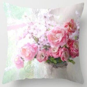 Painted Peonies in a vase Pillow Cover